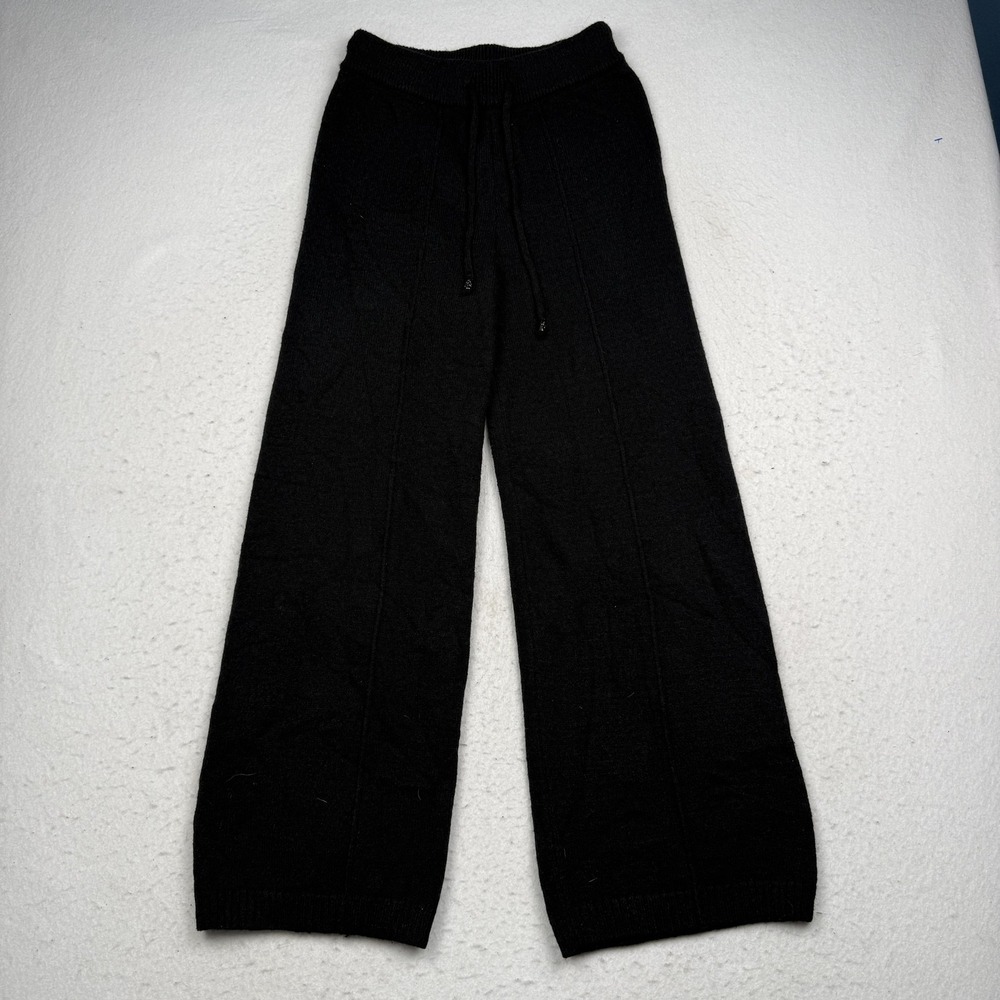 S. Christina Pants Womens L/XL Black Cashmere Knit Wide Leg Lounge Sweatpants